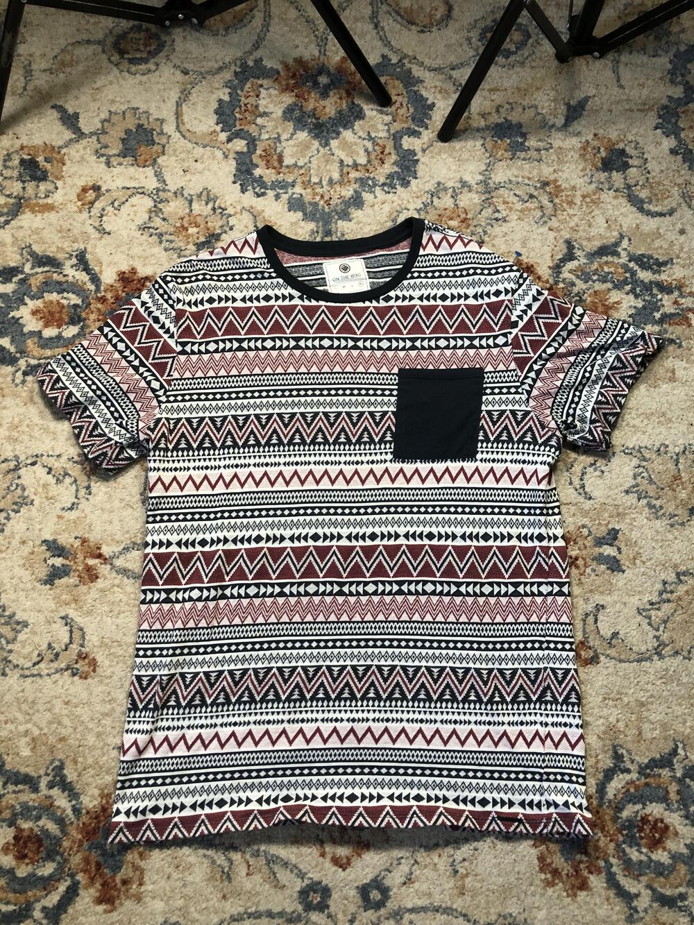 On The Byas Shirt Mens XL Aztec Geometric Pattern Pocket Tee